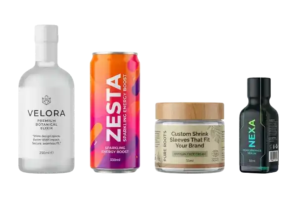 Shrink sleeve packaging for spirits, drinks, and cosmetics