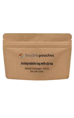 Biodegradable kraft zip top flexible stand-up pouch