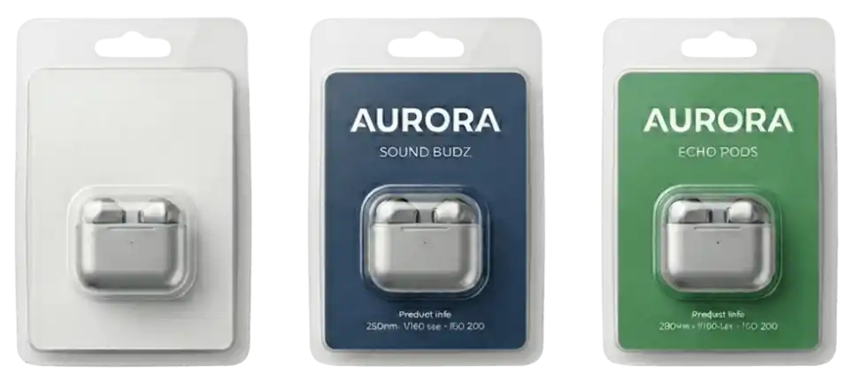 Blister Packaging Branded earbud packaging with clear plastic blister