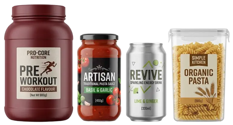 Pressure Sensitive Labels Custom pressure sensitive labels nutrition food beverage products