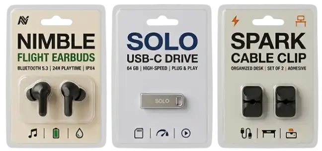 Blister Packaging Custom printed cards for electronic accessories