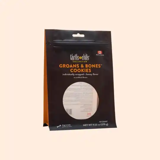 Custom printed flat bottom dog treat retail pouch