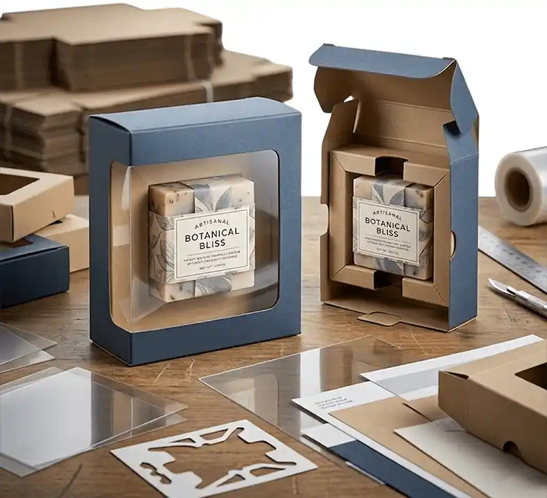 Folding carton with clear window cutout