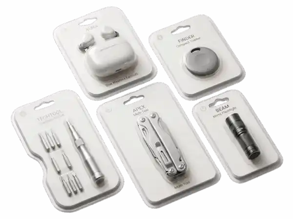 Blister Packaging Minimal insert card packaging for tech accessories