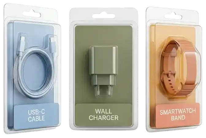 Premium clamshell packaging for tech accessories