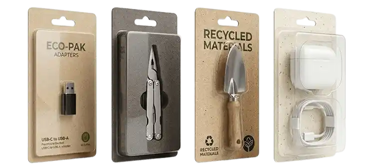 Recycled blister cards and insert cards