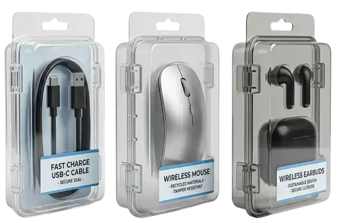 Secure clamshell packaging for tech products
