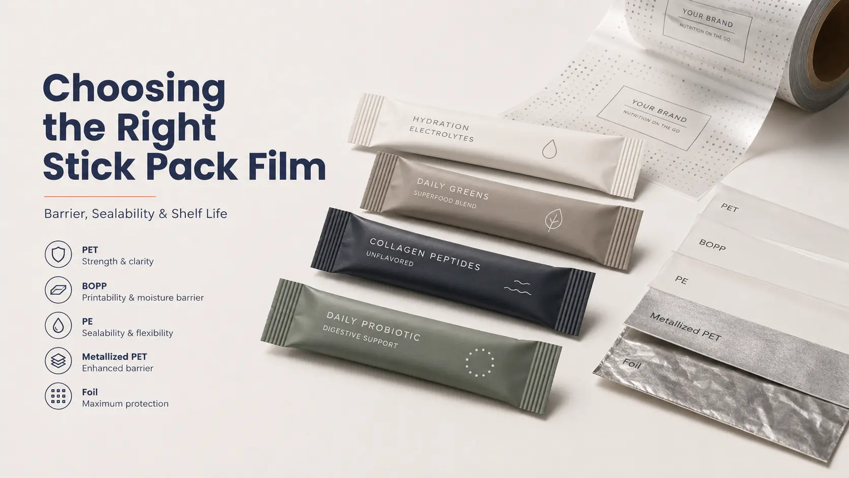 Custom Stick Pack Packaging: Films, Sizes, Fill Types & MOQs Choosing the right stick pack film