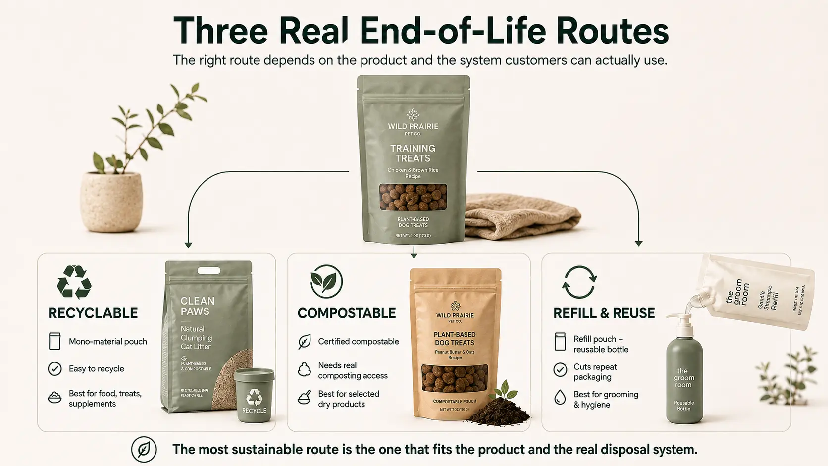 Pet product Packaging end ot lif Routes