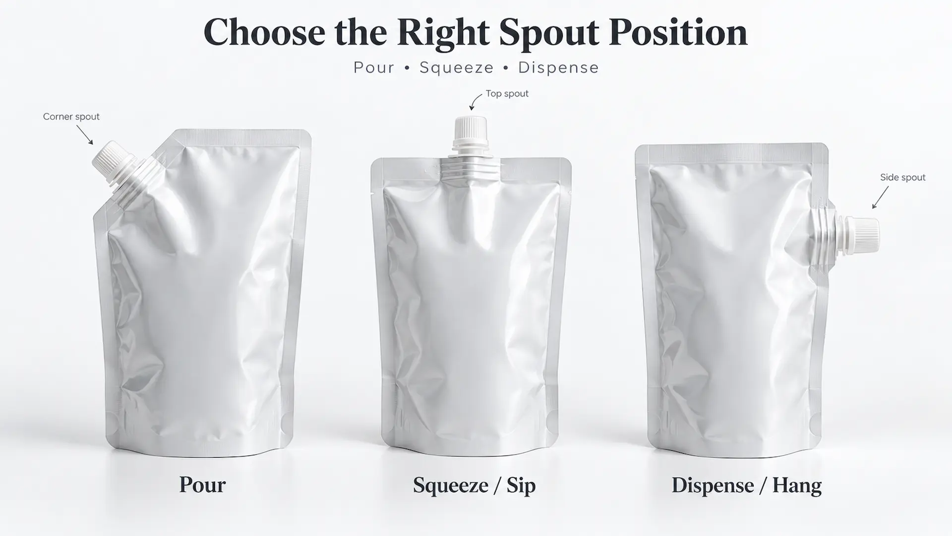 Custom Spouted Pouches Position Comparison